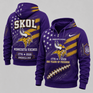 Minnesota Vikings 250 Years Of Freedom Half Zip Hoodie