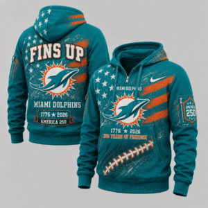 Miami Dolphins 250 Years Of Freedom Half Zip Hoodie