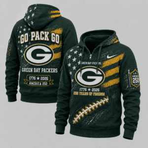Green Bay Packers 250 Years Of Freedom Half Zip Hoodie