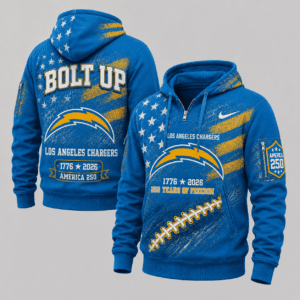 Los Angeles Chargers 250 Years Of Freedom Half Zip Hoodie
