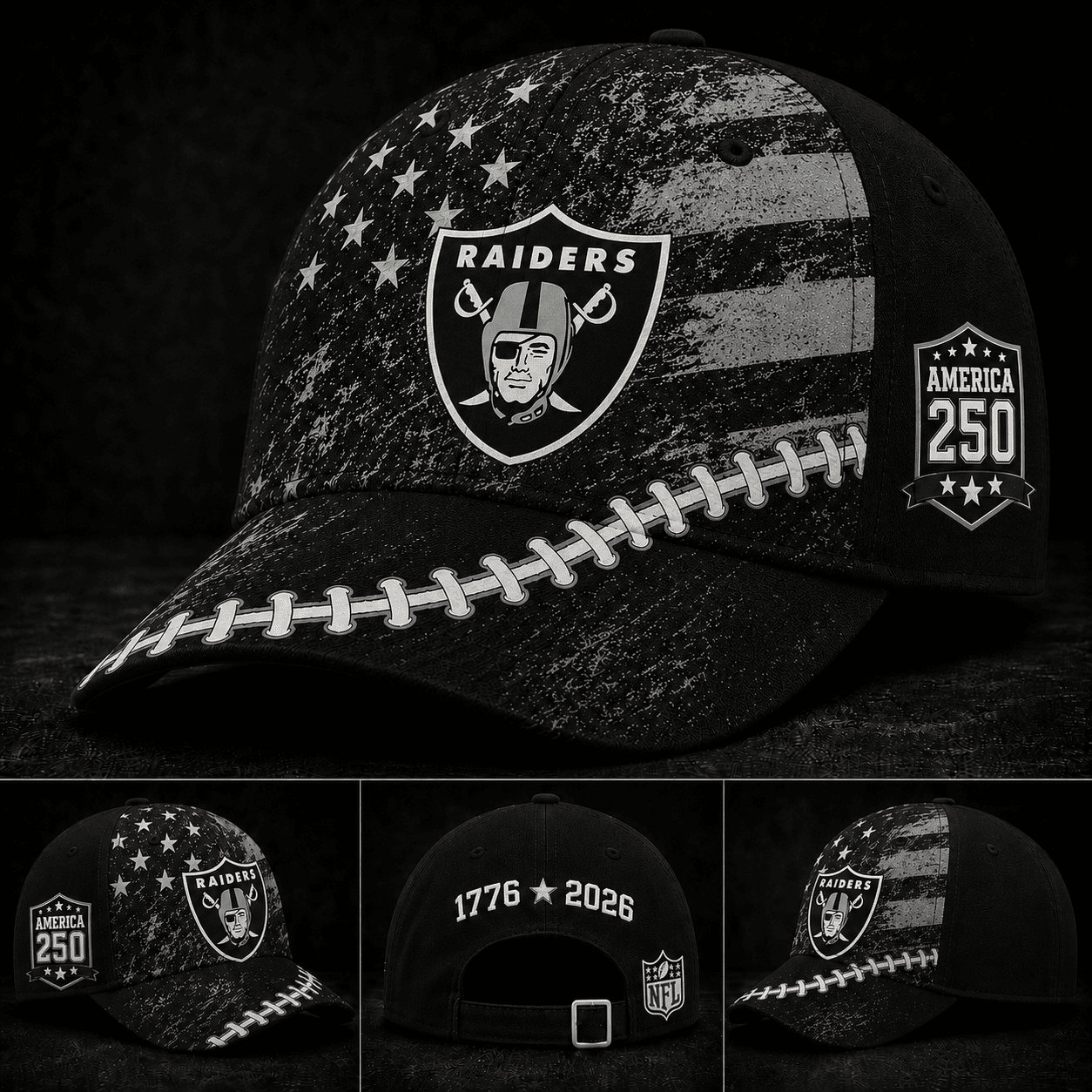 Las Vegas Raiders 250 Years Of Freedom Football Cap